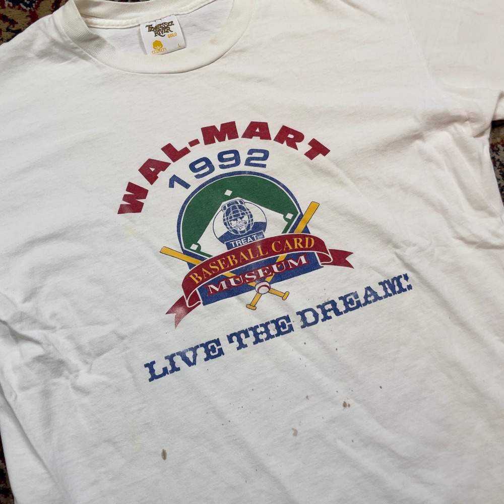 VTG Rare 1992 Wal-Mart Baseball Card Museum T-Shirt L Single Stitch USA White - Picture 2 of 7